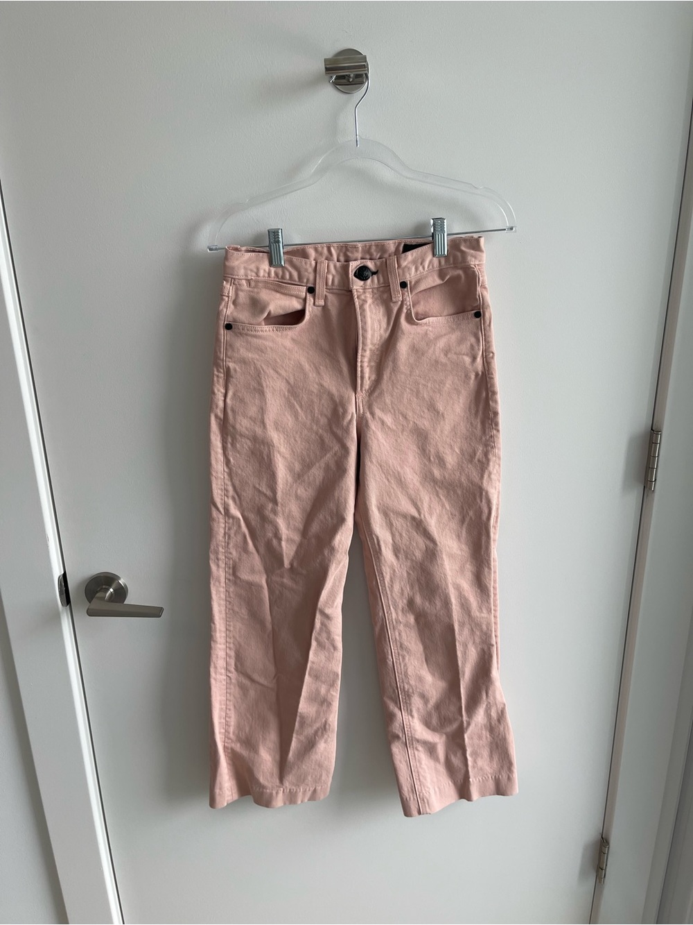 Rag & Bone High-Rise Straight Crop Jeans in Blush Pink